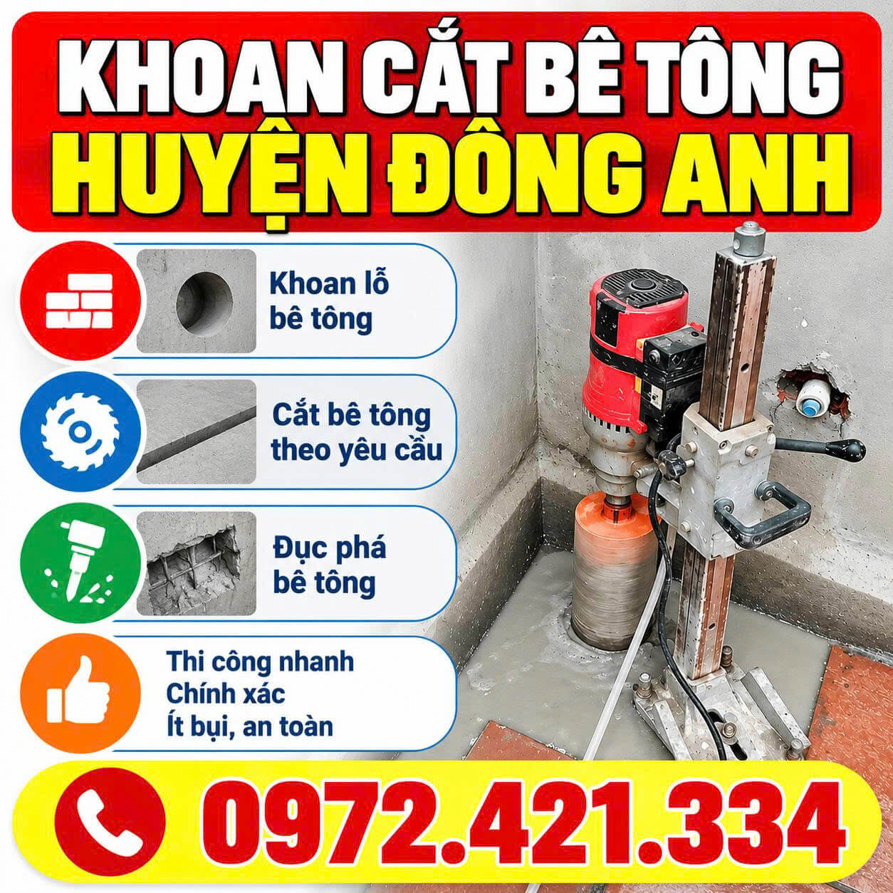 Khoan Cắt Bê Tông Đông Anh