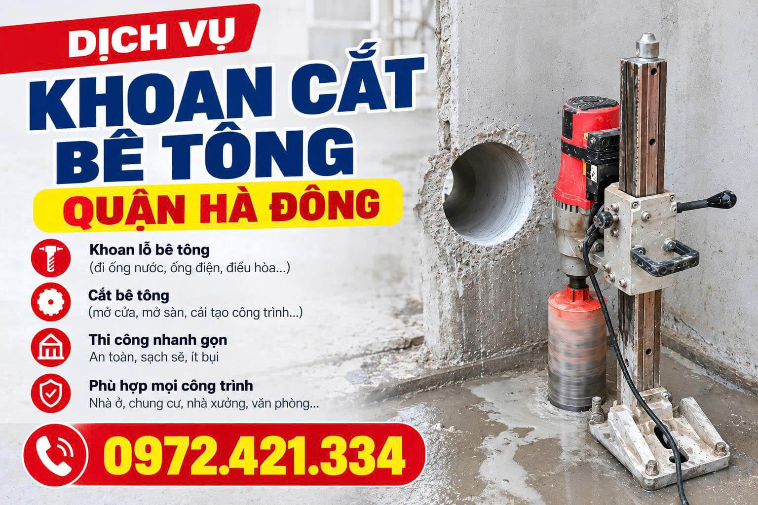 Khoan Cắt Bê Tông Hà Đông