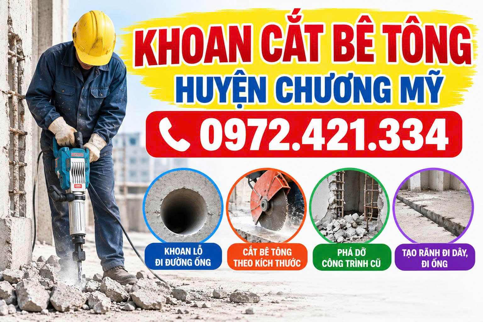 Khoan Cắt Bê Tông Huyện Chương Mỹ