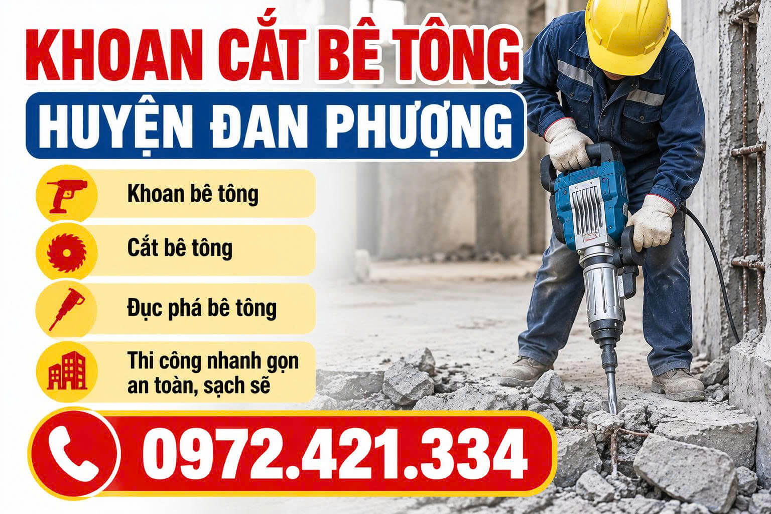 Khoan Cắt Bê Tông Huyện Đan Phượng