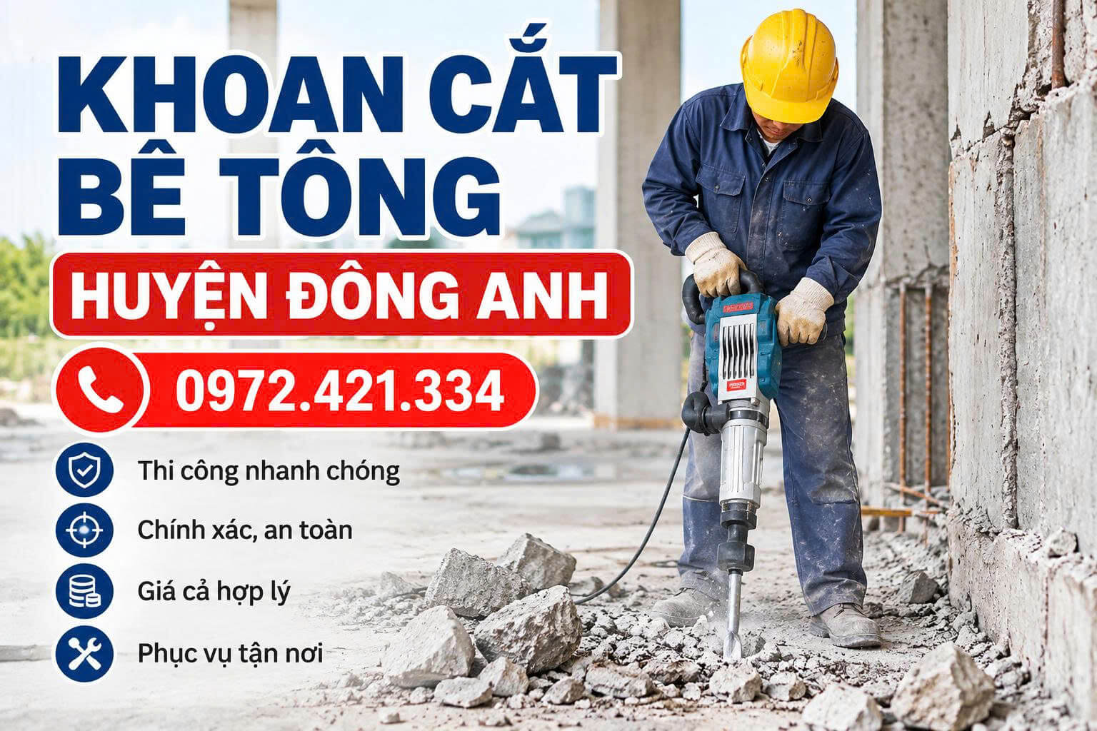 Khoan Cắt Bê Tông Huyện Đông Anh