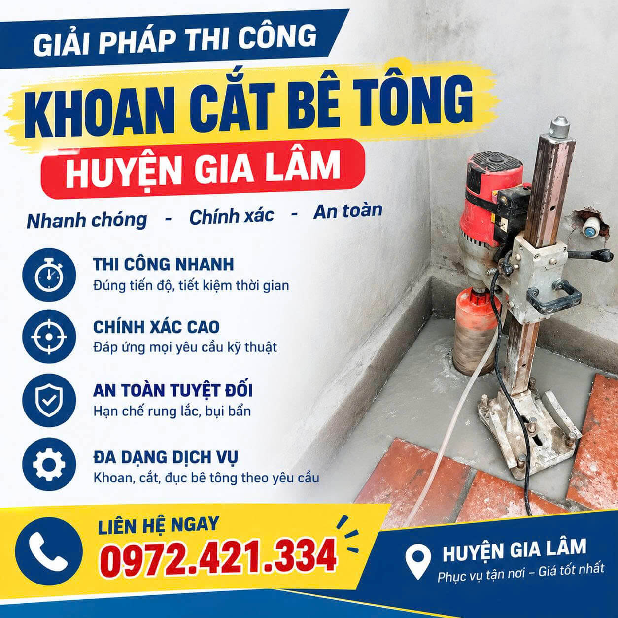 Khoan Cắt Bê Tông Huyện Gia Lâm