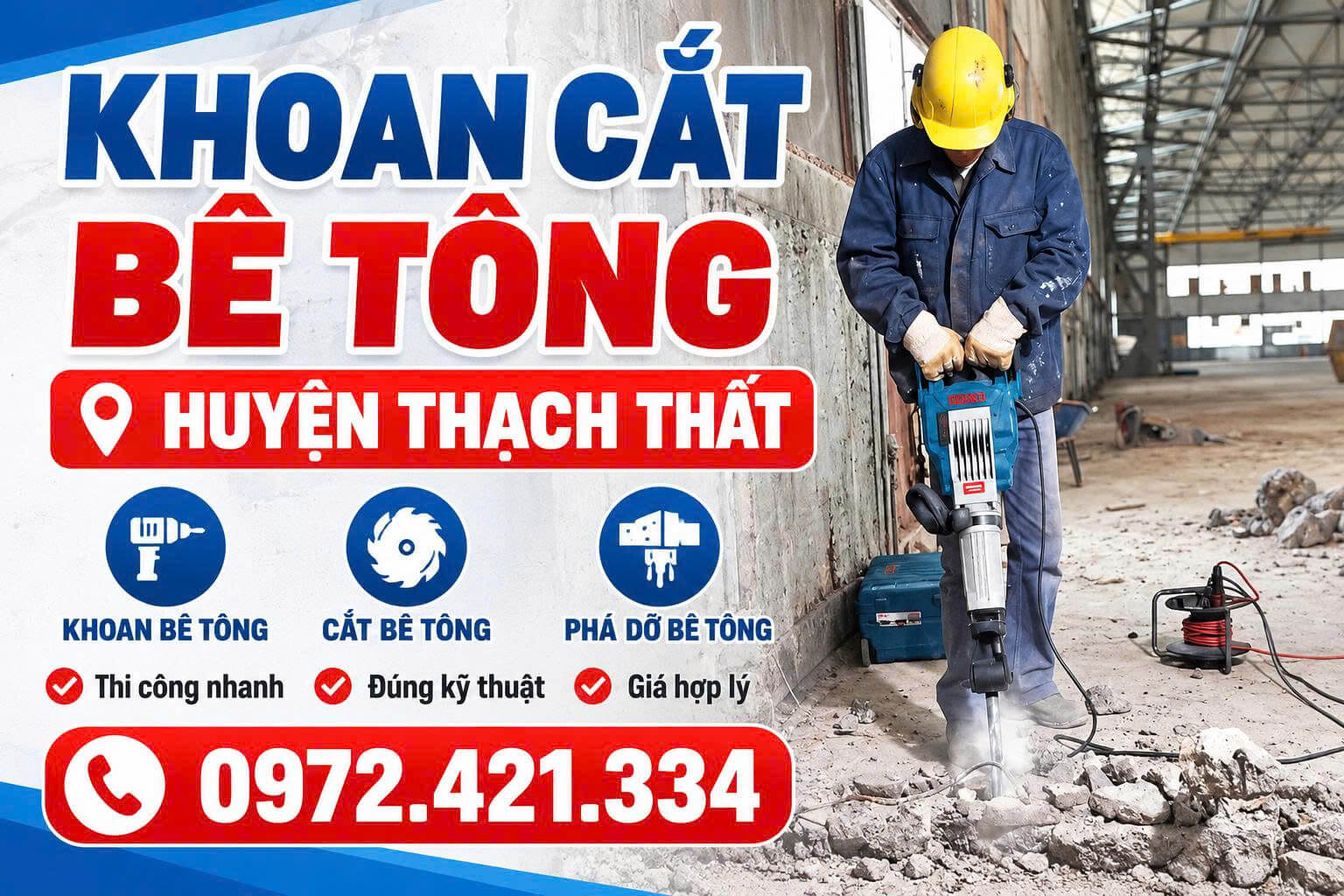 Khoan Cắt Bê Tông Huyện Thạch Thất