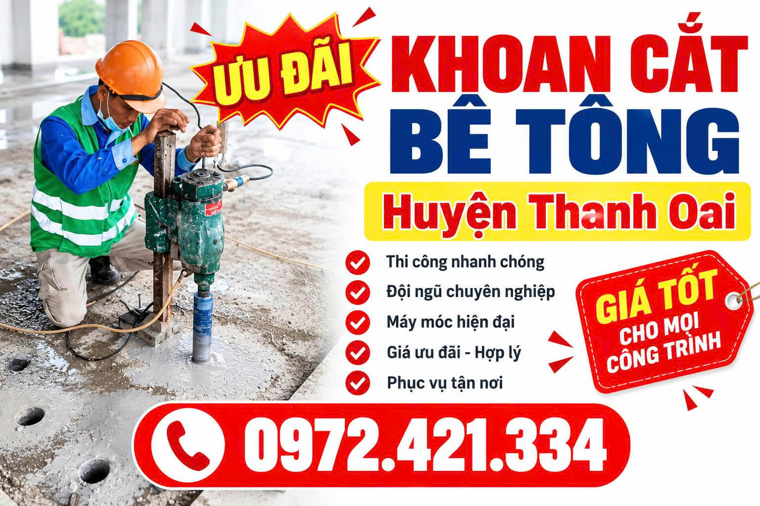 Khoan Cắt Bê Tông Huyện Thanh Oai