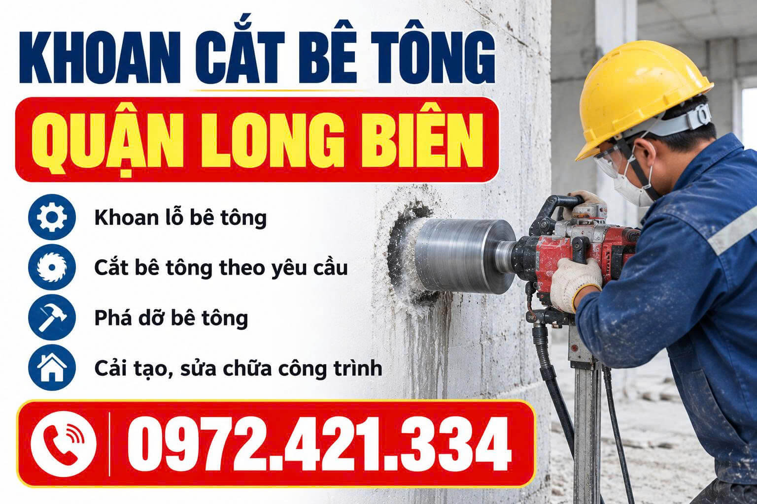 Khoan Cắt Bê Tông Long Biên