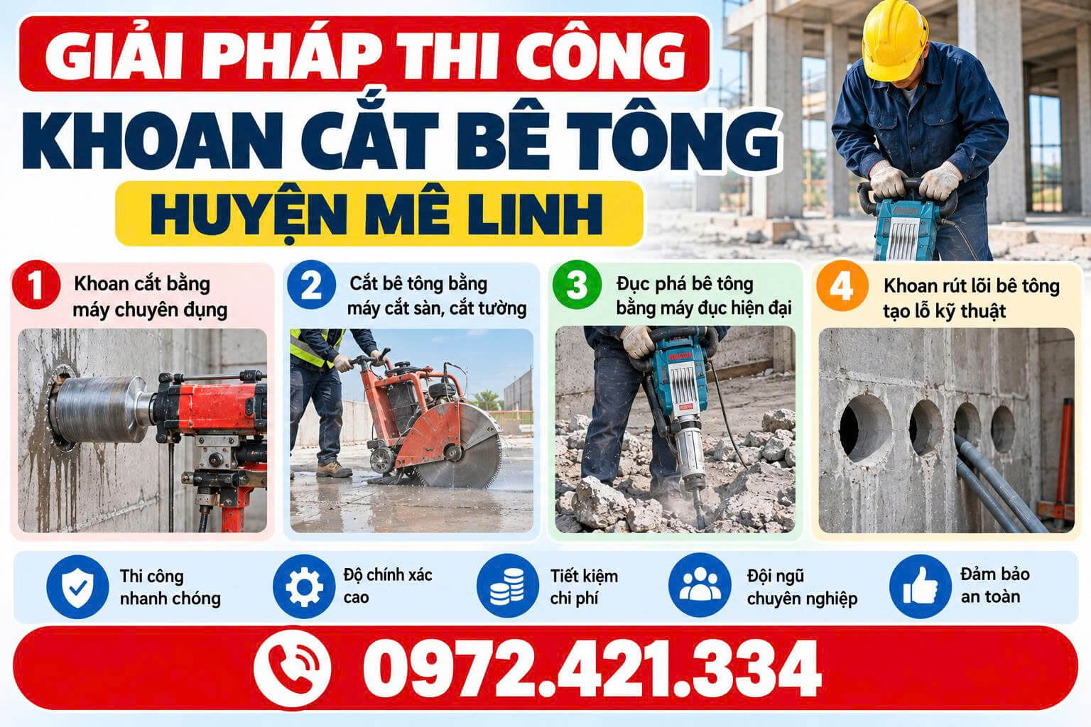 Khoan Cắt Bê Tông Mê Linh