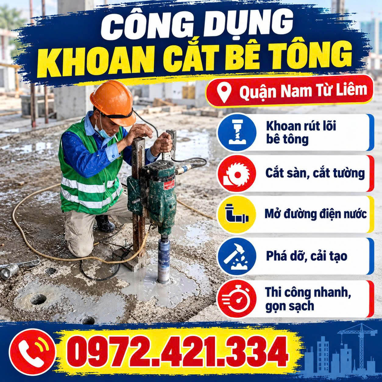 Khoan Cắt Bê Tông Nam Từ Liêm