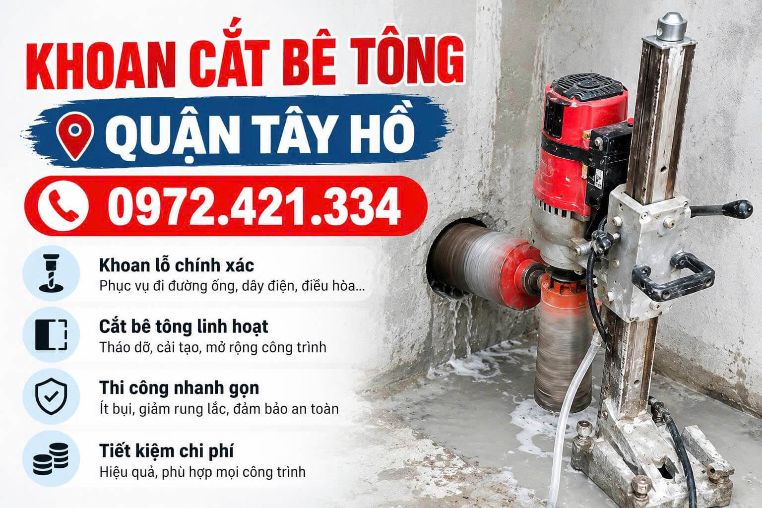Khoan Cắt Bê Tông Quận Tây Hồ