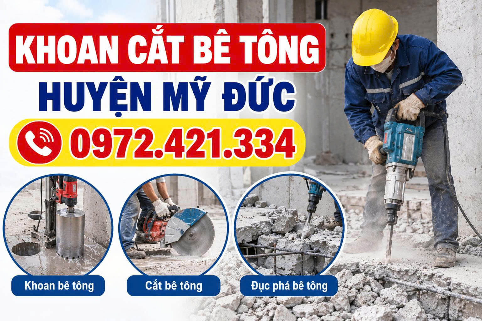 Khoan Cắt Bê Tông TạI Mỹ Đức