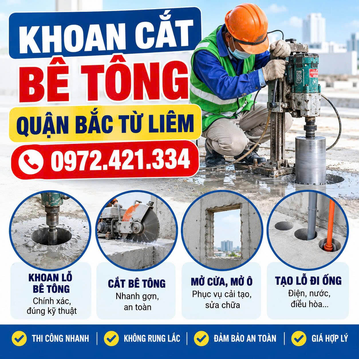 Khoan Cắt Bê Tông Tại Bắc Từ Liêm