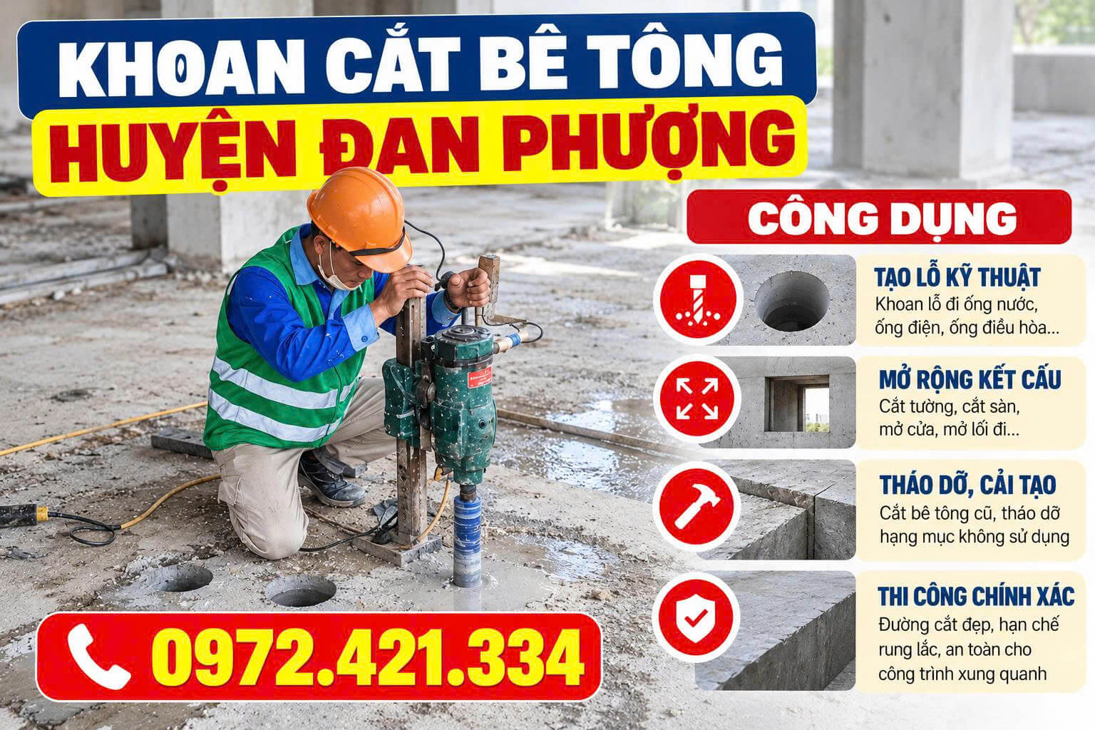 Khoan Cắt Bê Tông Tại Đan Phượng