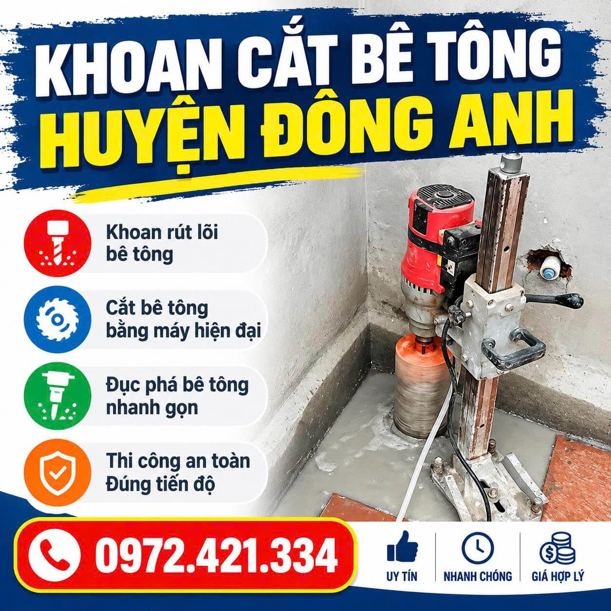 Khoan Cắt Bê Tông Tại Đông Anh