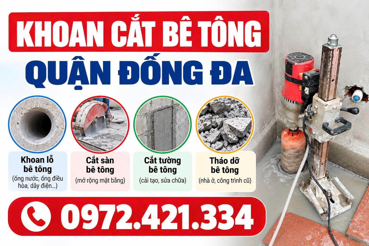 Khoan Cắt Bê Tông Tại Đống Đa
