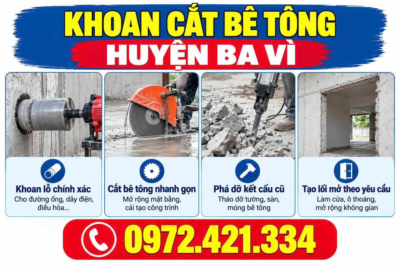 Khoan Cắt Bê Tông Tại Huyện Ba Vì