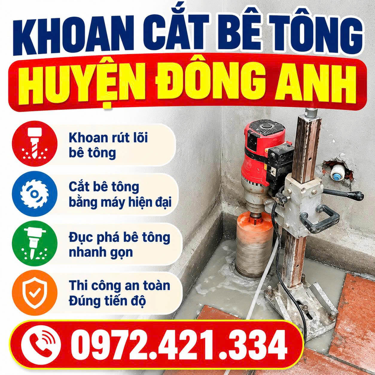 Khoan Cắt Bê Tông Tại Huyện Đông Anh