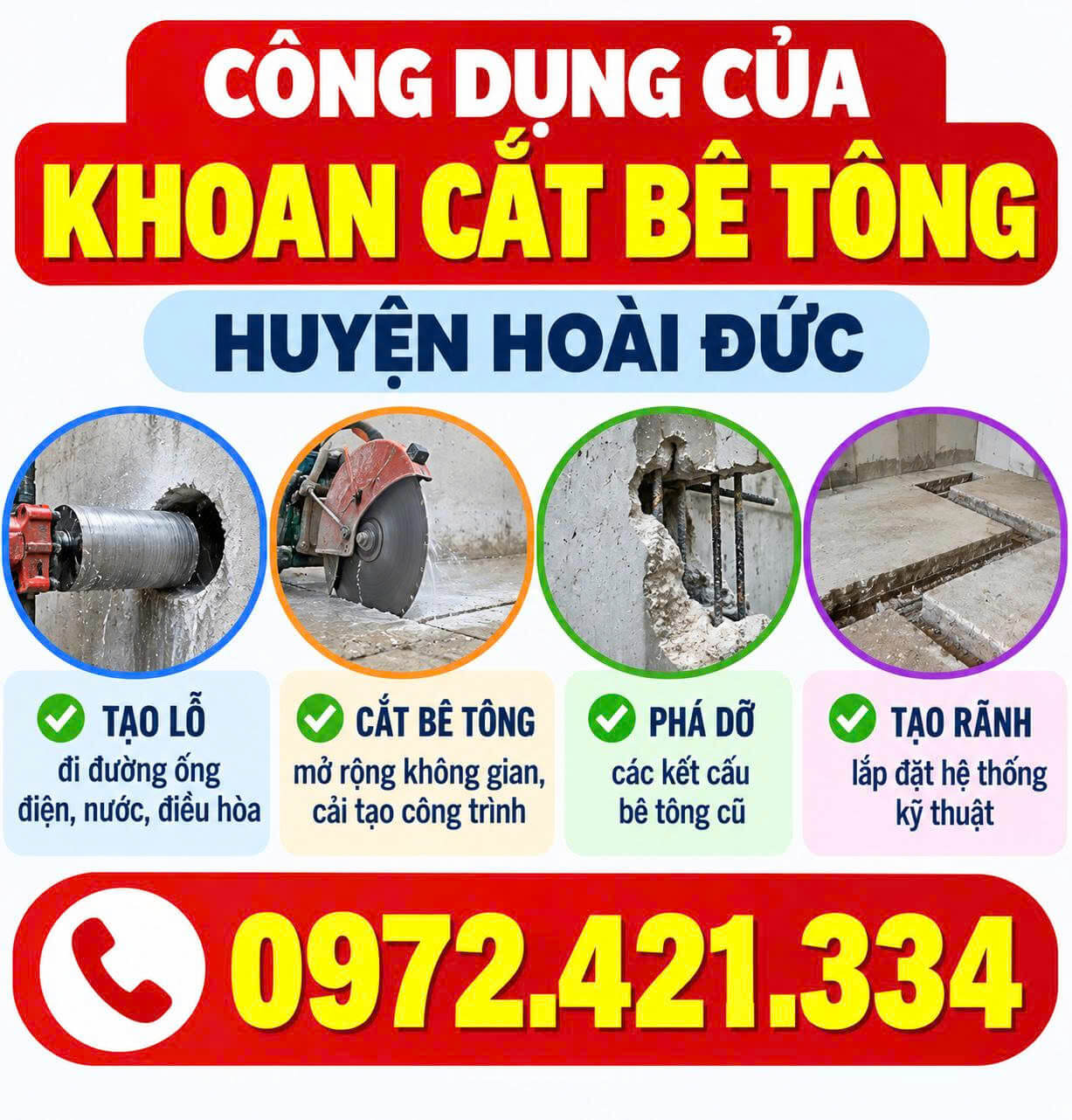 Khoan Cắt Bê Tông Tại Huyện Hoài Đức