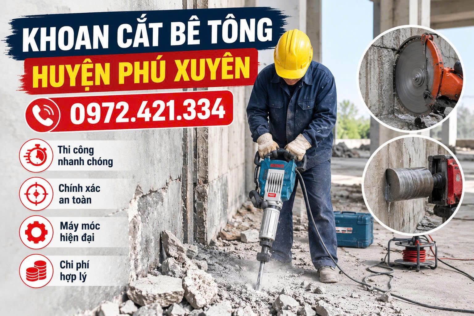 Khoan Cắt Bê Tông Tại Huyện Phú Xuyên