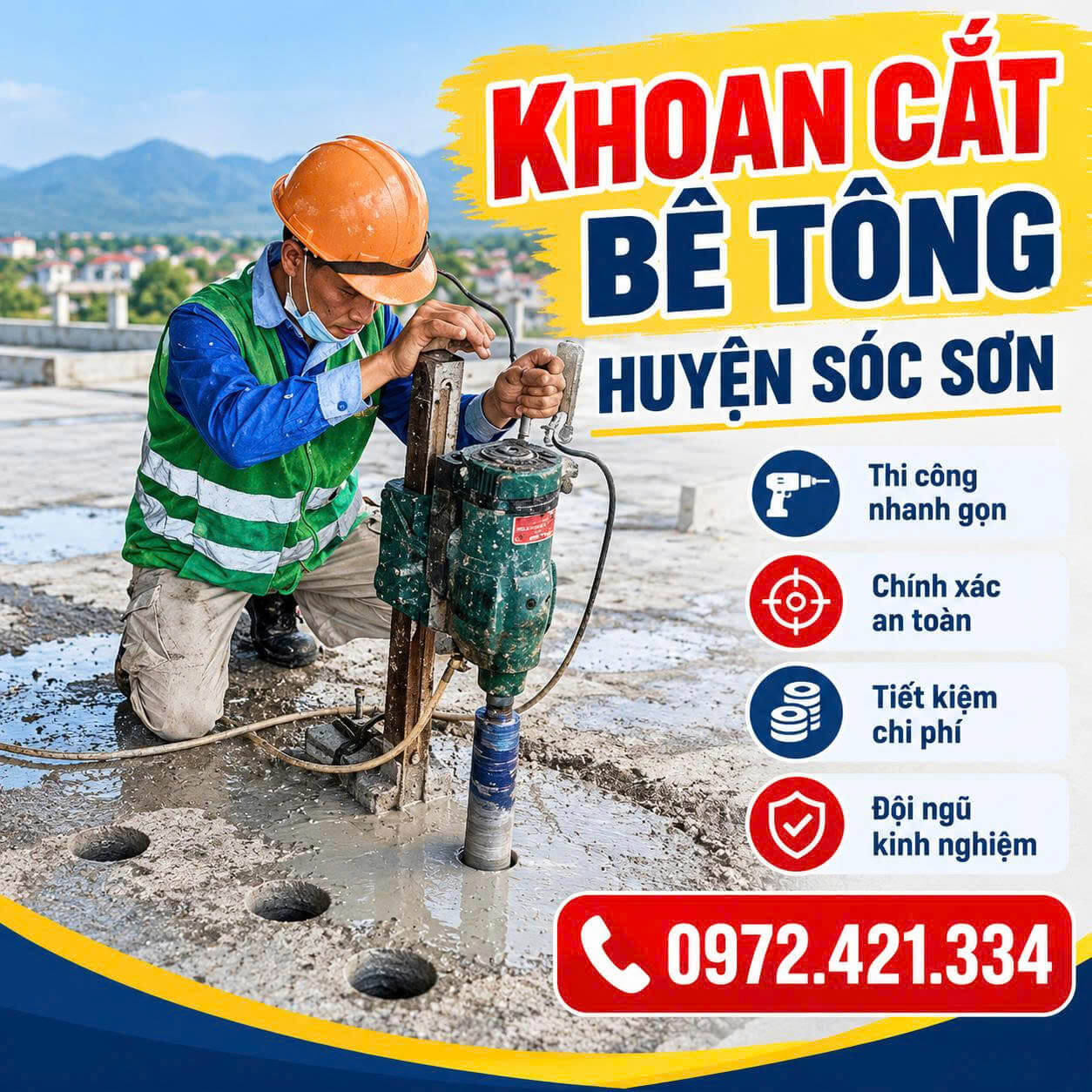 Khoan Cắt Bê Tông Tại Huyện Sóc Sơn