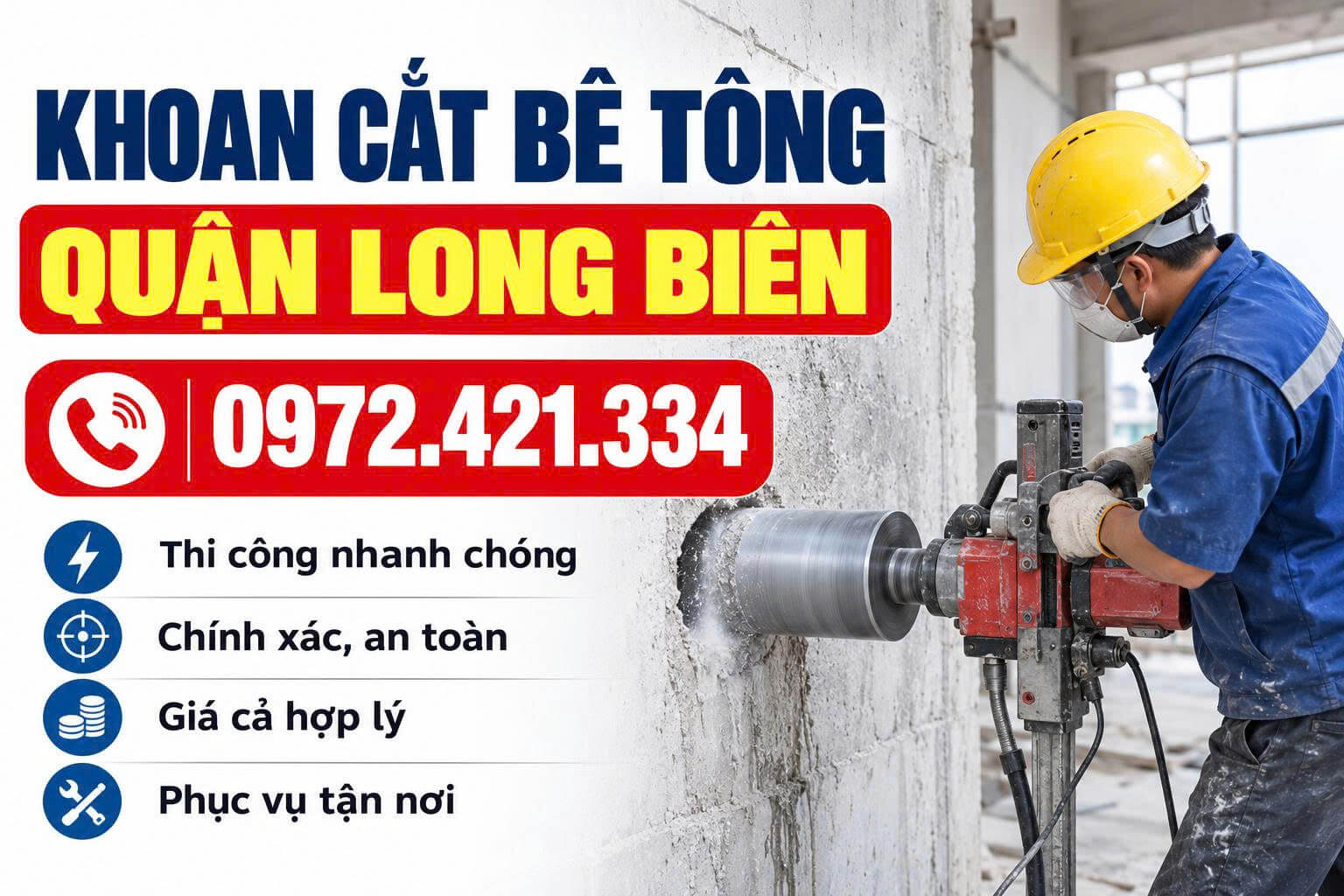 Khoan Cắt Bê Tông Tại Long Biên