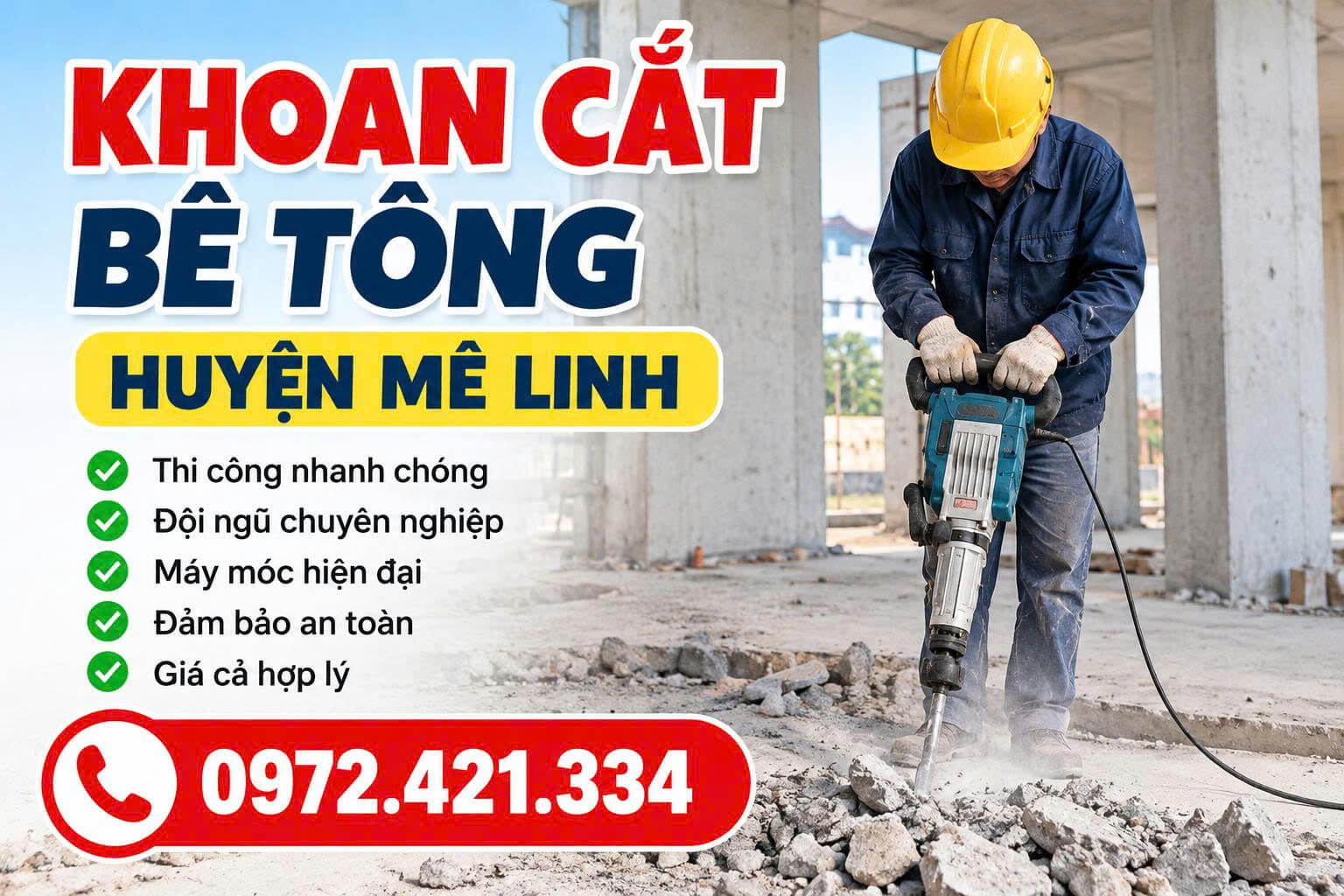 Khoan Cắt Bê Tông Tại Mê Linh