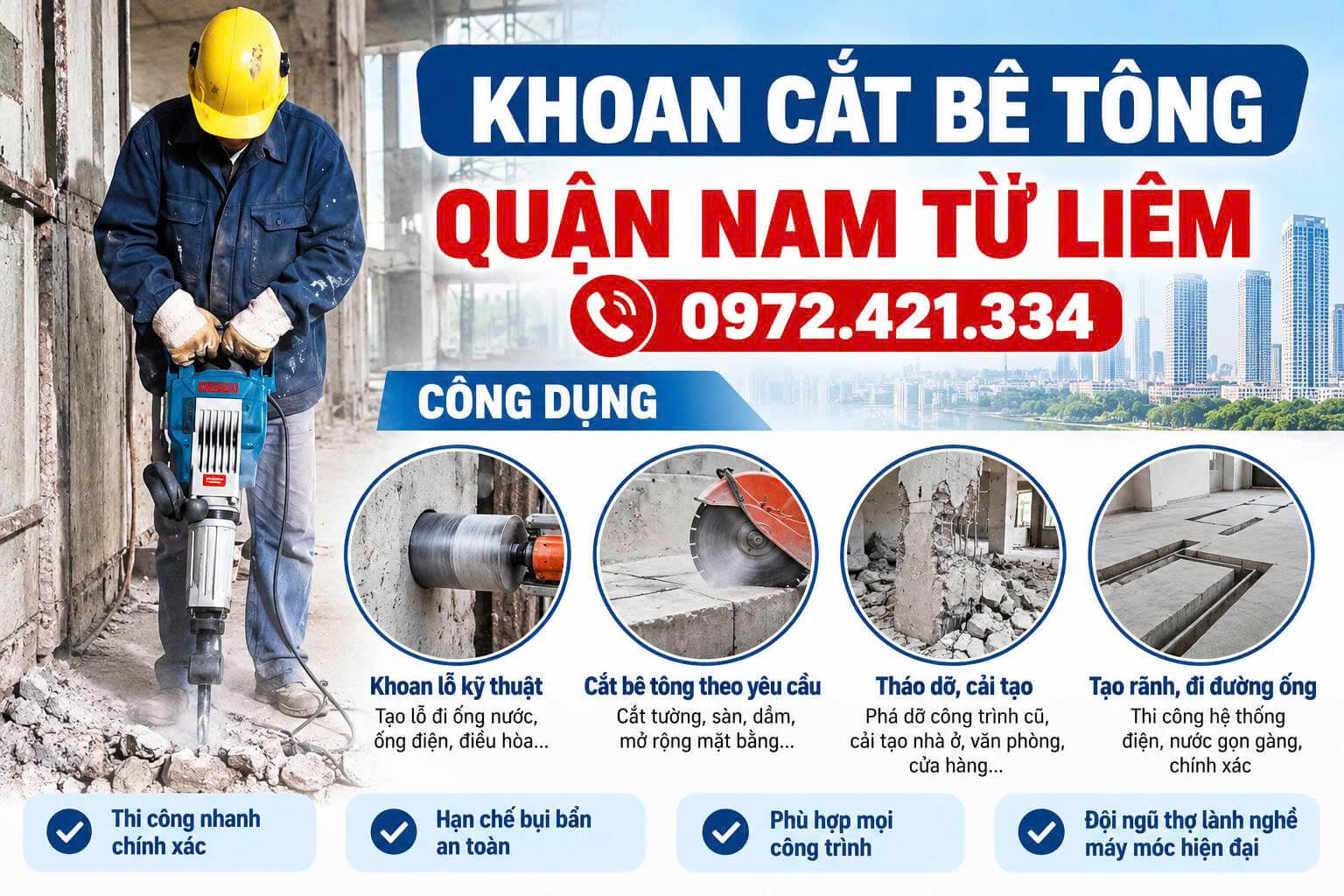 Khoan Cắt Bê Tông Tại Nam Từ Liêm