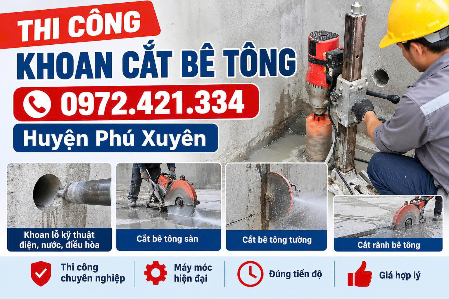 Khoan Cắt Bê Tông Tại Phú Xuyên