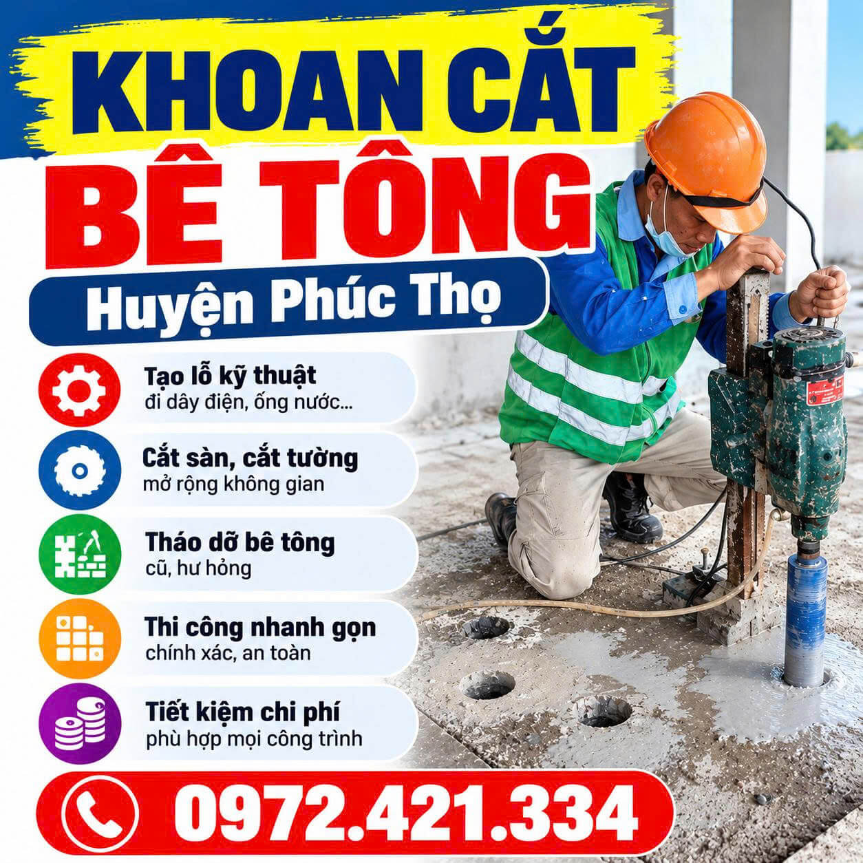 Khoan Cắt Bê Tông Tại Phúc Thọ