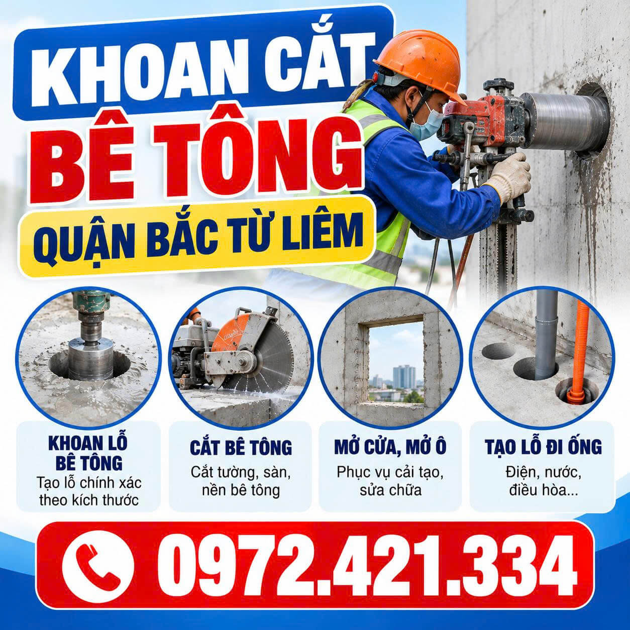Khoan Cắt Bê Tông Tại Quận Bắc Từ Liêm