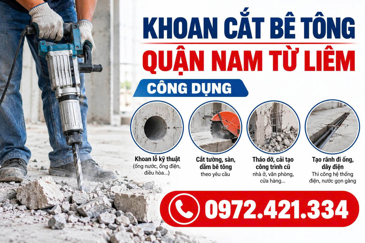 Khoan Cắt Bê Tông Tại Quận Nam Từ Liêm