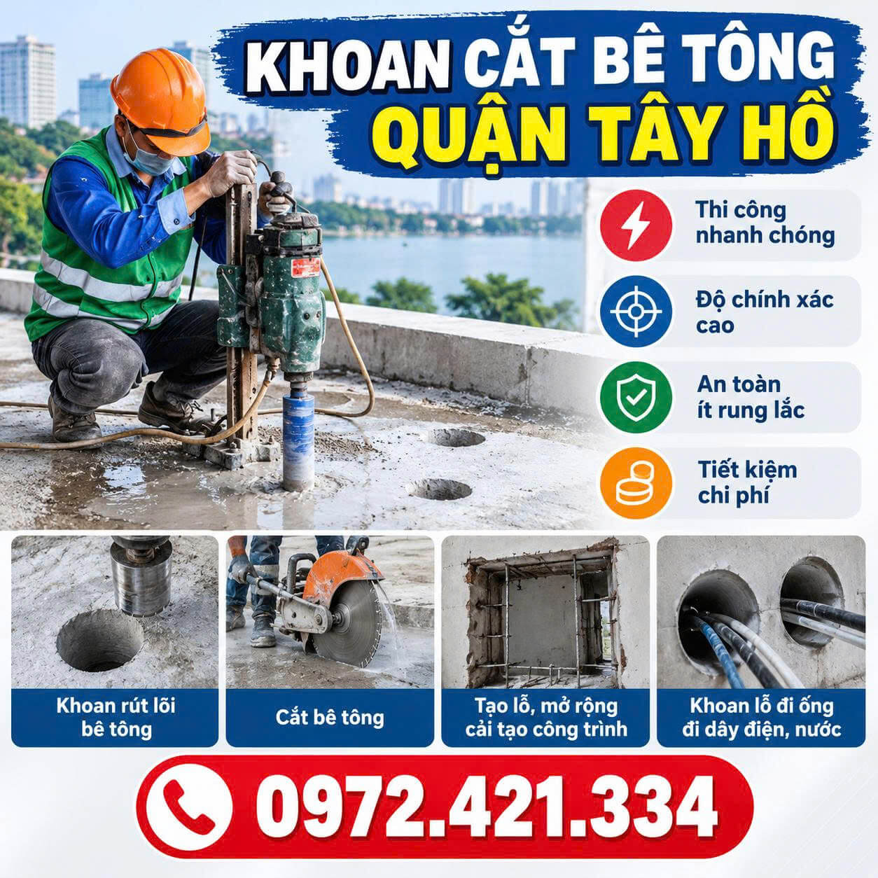 Khoan Cắt Bê Tông Tại Quận Tây Hồ