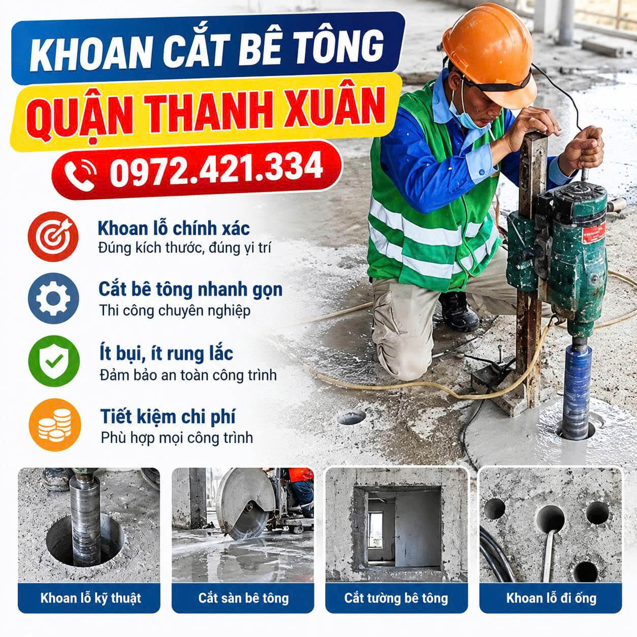 Khoan Cắt Bê Tông Tại Quận Thanh Xuân