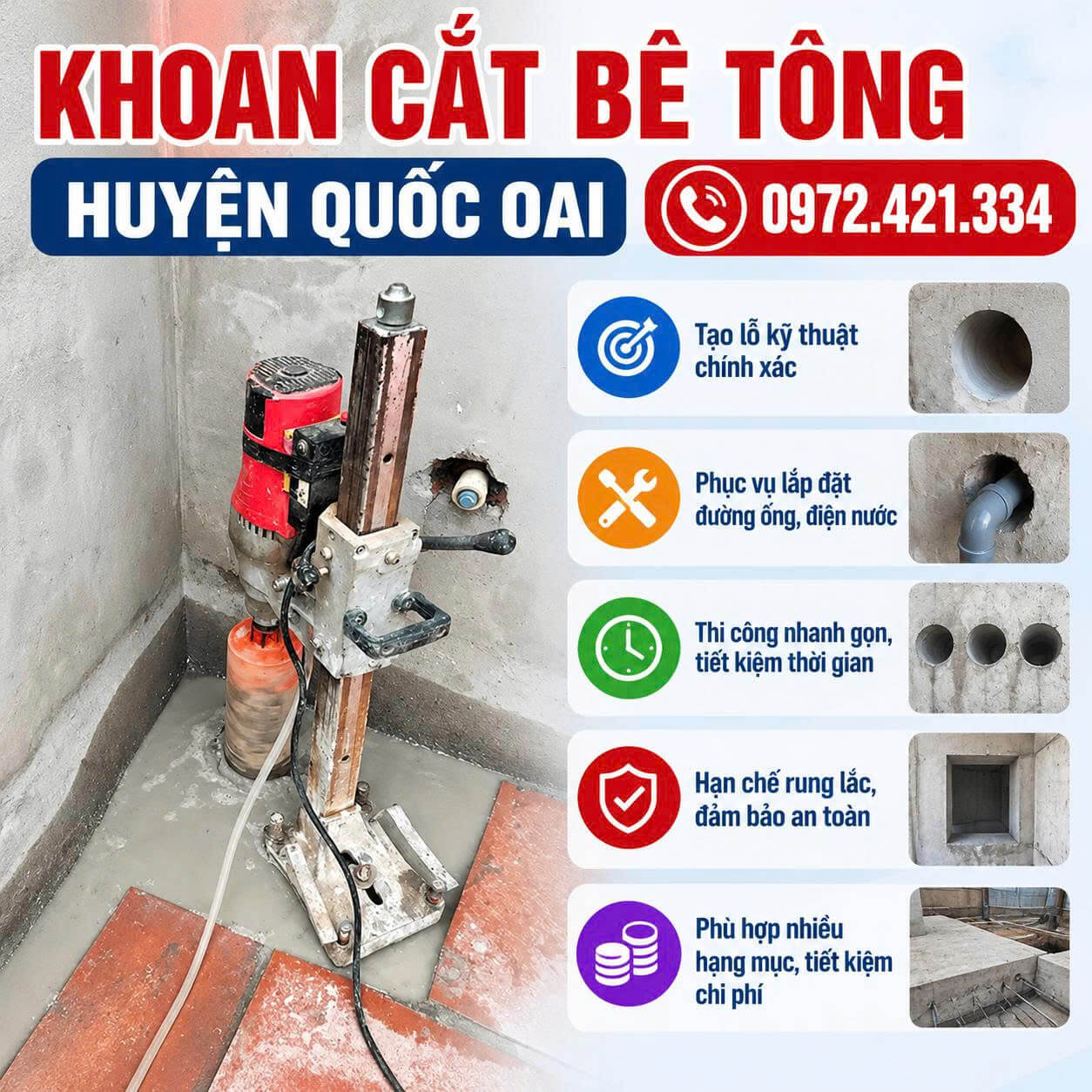 Khoan Cắt Bê Tông Tại Quốc Oai