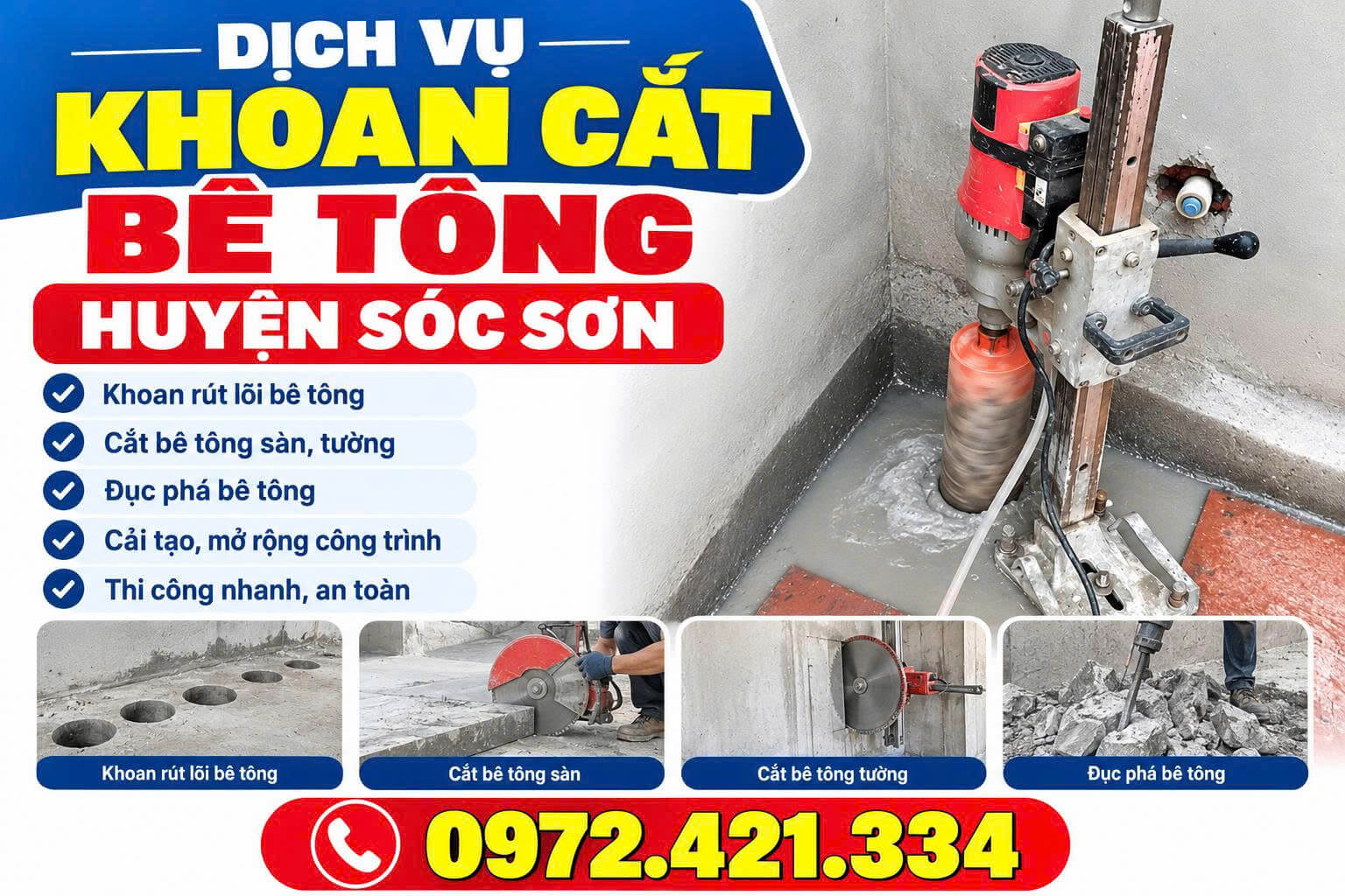 Khoan Cắt Bê Tông Tại Sóc Sơn
