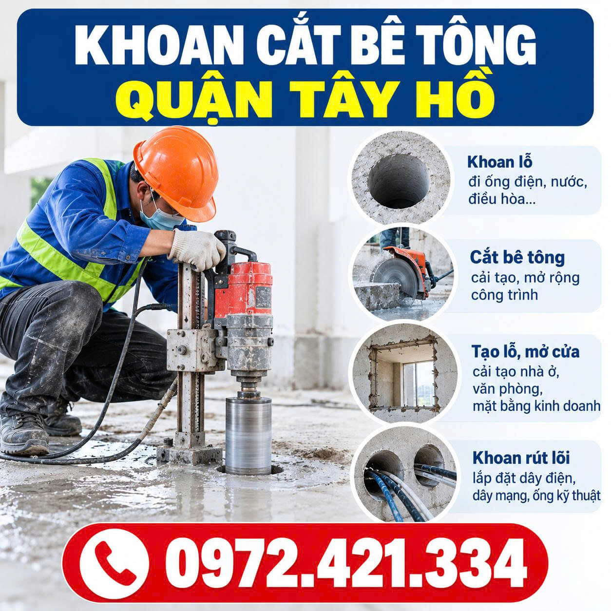 Khoan Cắt Bê Tông Tại Tây Hồ