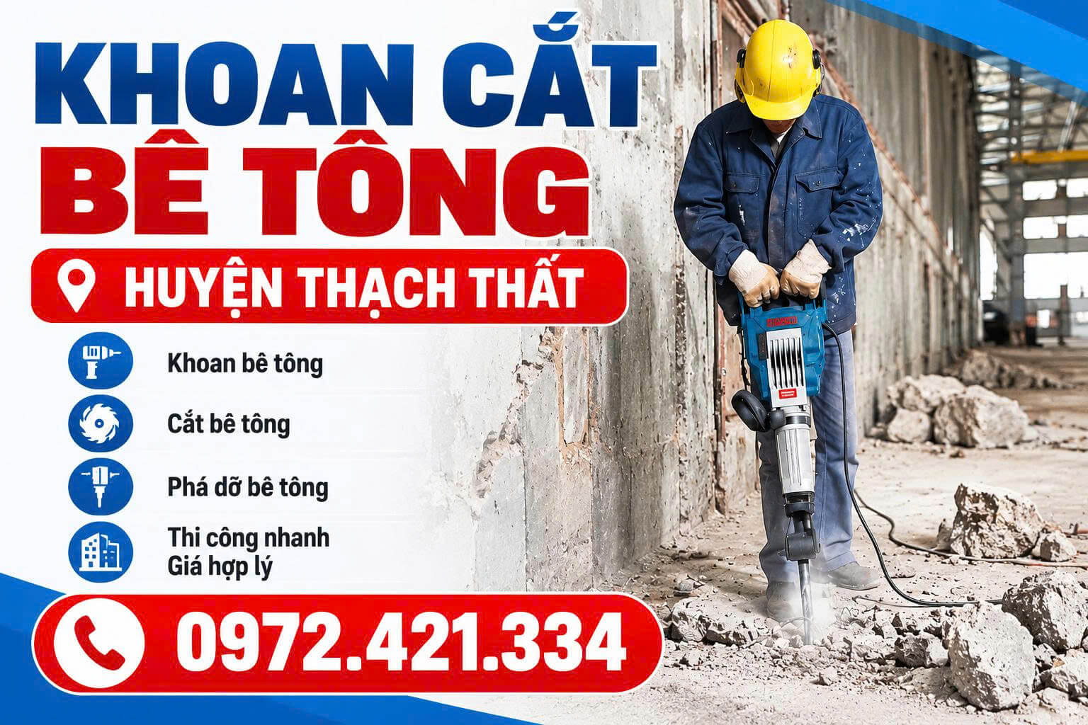 Khoan Cắt Bê Tông Tại Thạch Thất