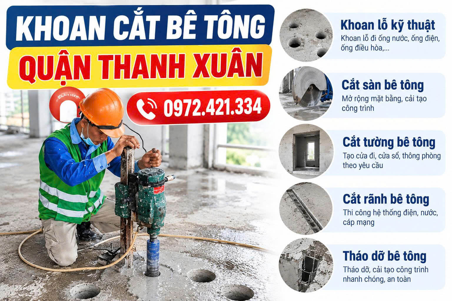 Khoan Cắt Bê Tông Tại Thanh Xuân